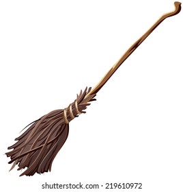 Old broomstick. Illustration isolated in vector format