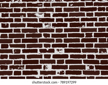 Old brown brick wall background. Grunge vector texture.