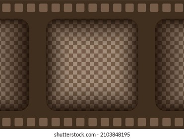 Old brown cinematic frame on a transparent background. Vintage video or photo tape. 3d realistic square screen in retro style. Antique slide filmstrip template. Vector card illustration.