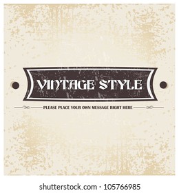 Old brown color retro grunge label background with ribbon and vintage style. EPS 10. Can be use as banner, label, tag or sticker.