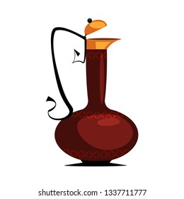 Old brown jug flat icon. Antiquity, wine, olive oil. Greek vases concept. Vector illustration can be used for topics like Greek style, ceramics, traditional culture