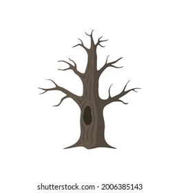 Old brown oak tree. Vector illustration