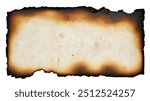 Old brown paper isolated on white background. Retro image. A piece of antique-looking paper with burnt edges on a white background.