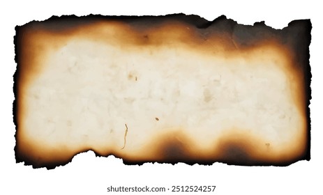 Old brown paper isolated on white background. Retro image. A piece of antique-looking paper with burnt edges on a white background.