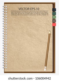 Old Brown Paper Notebook, Vector Illustration