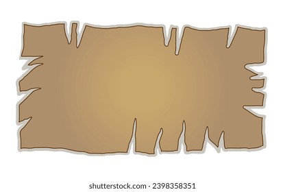 old brown paper in vector in flat cartoon.sheet of paper with torn edges.template for text image background banner