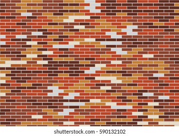 old Brown red brick wall background - Vector