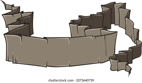 Old brown scroll vector. Ancient folded banner.