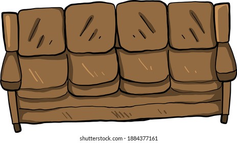 Old brown sofa,illustration,vector on white background