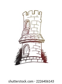 Old building architecture hand drawn vector illustration