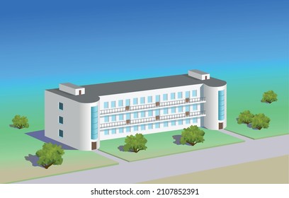 Old building design project. Vector art 3d illustration