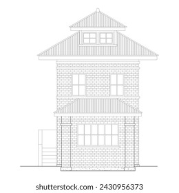 Old Building Facade Architecture, classic. house black and white. vector eps 10