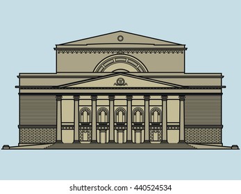 Old Building Facade Drawing Theater Architecture Palace Outline