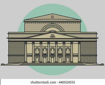 Old Building Facade Drawing Theater Architecture Palace Outline