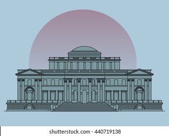 Old Building Facade Drawing Theater Architecture Palace Outline