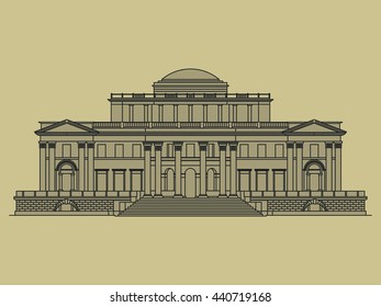 Old Building Facade Drawing Theater Architecture Palace Outline