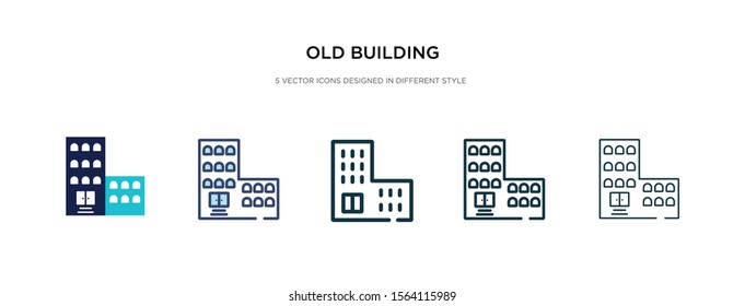 old building icon in different style vector illustration. two colored and black old building vector icons designed in filled, outline, line and stroke style can be used for web, mobile, ui