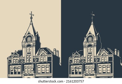 Old building logo vector silhouette