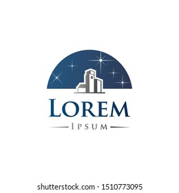 Old building logos and shining stars