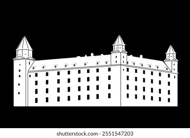 old building with turrets vector illustration