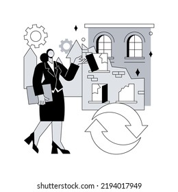 Old buildings modernization abstract concept vector illustration. Building up service, construction modernization solutions, historic buildings insulation, design team abstract metaphor.