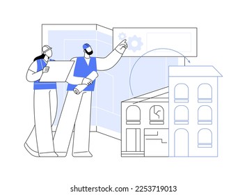 Old buildings modernization abstract concept vector illustration. Building up service, construction modernization solutions, historic buildings insulation, design team abstract metaphor.