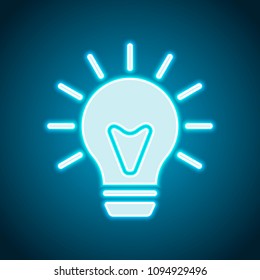 old bulb with light. simple single icon. Neon style. Light decoration icon. Bright electric symbol