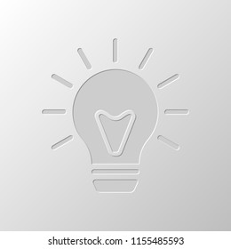 old bulb with light. simple single icon. Paper design. Cutted symbol. Pitted style