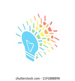old bulb with light. simple single icon. Stack of colorful isometric icons on white background