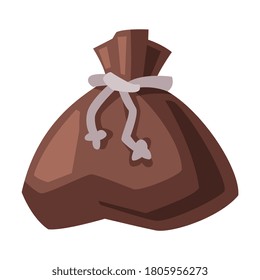 Old Burlap Sack, Happy Halloween Object Cartoon Style Vector Illustration on White Background