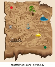 Old burnt treasure map