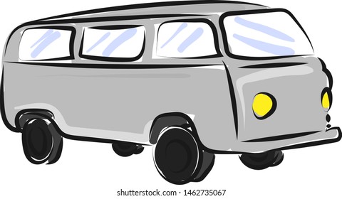 Dibujo de bus antiguo, ilustración, vector sobre fondo blanco