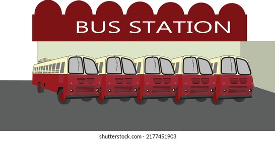 old buses of kerala RTC A GOVERNMENT UNDERTAKING  vector illustration