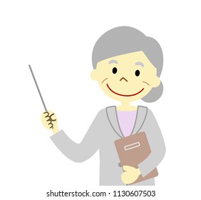 An old business woman points