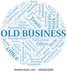 Old Business word cloud. Collage made with text only.