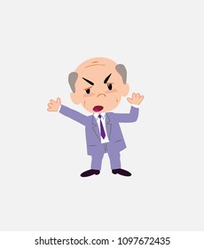 Old businessman argues something with a gesture of discontent.
