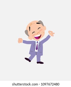 Old businessman exulting in happiness