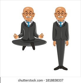 old businessman full vector two positions