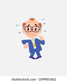 Old businessman with glasses , scared.