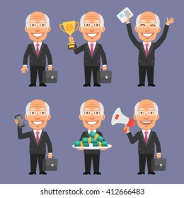 Old Businessman Holding Various Objects Part 2