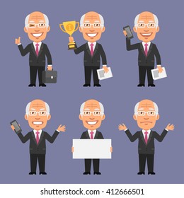Old Businessman Holding Various Objects Part 1