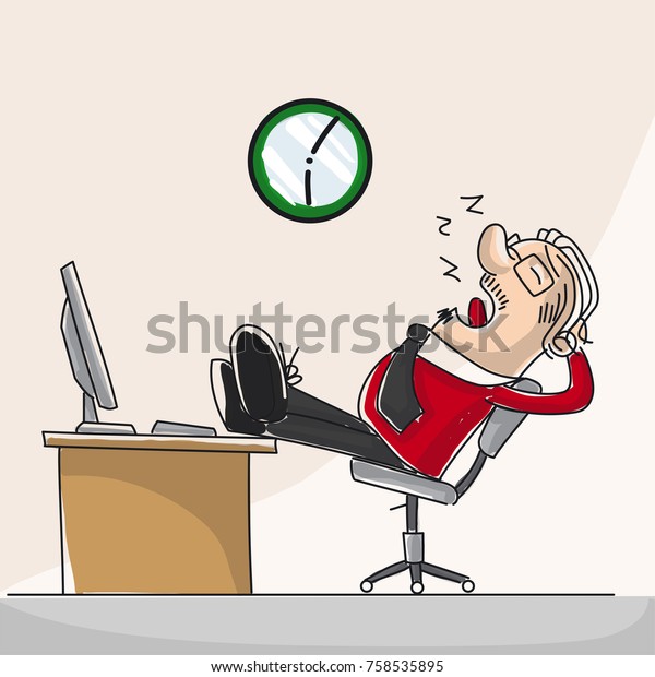 Old Businessman Sleeping His Desk Stock Vector Royalty Free