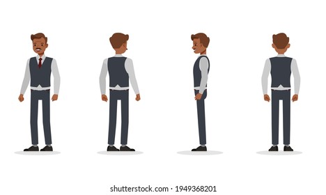 Old businessman working in office character vector design. Presentation in various action.