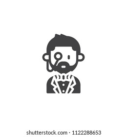 Old Butler portrait vector icon. filled flat sign for mobile concept and web design. butler gentleman simple solid icon. Symbol, logo illustration. Pixel perfect vector graphics
