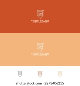 diseño antiguo de escudo en jaula que brilla geometría con estilo minimalista y moderno