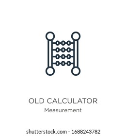 Old calculator icon. Thin linear old calculator outline icon isolated on white background from measurement collection. Line vector sign, symbol for web and mobile
