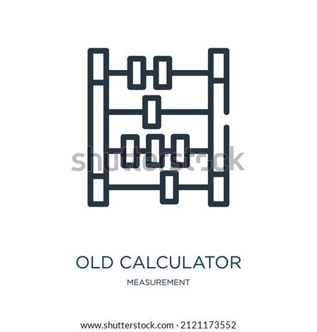 old calculator thin line icon. calculator, accounting linear icons from measurement concept isolated outline sign. Vector illustration symbol element for web design and apps.