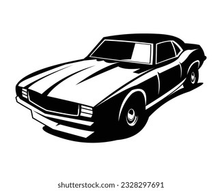 old camaro car silhouette. isolated white background view from front. Best for logo, badge, emblem, icon, sticker design, car industry. available in eps 10.