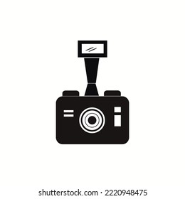 Old camera glyph black icon Vector illustration