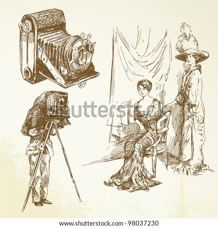old camera - hand drawn set